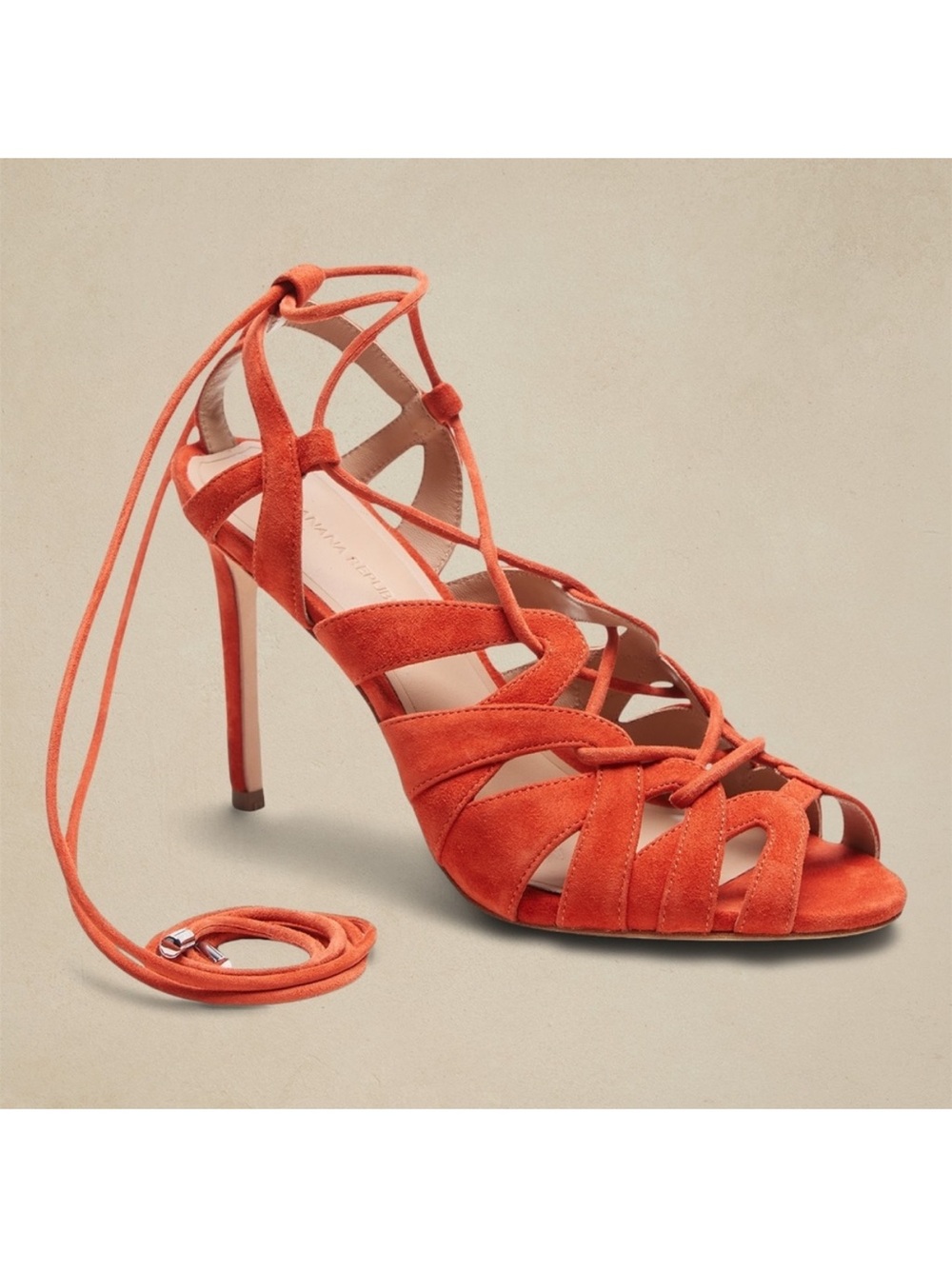 Banana Republic Jene Strappy Lace-Up Stiletto Heel Sandals Red Womens 10